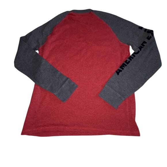 American Eagle Mens Waffle Knit Shirt-Red/Gray-Size Large-GUC - Picture 6 of 6